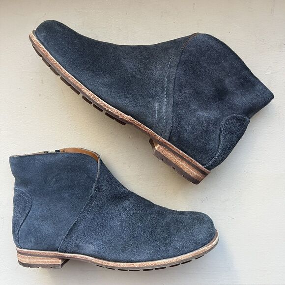 Kork-Ease Balsa Navy Gray Suede Leather Ankle Boots w/ Side Zipper Women’s 6 - Picture 1 of 16